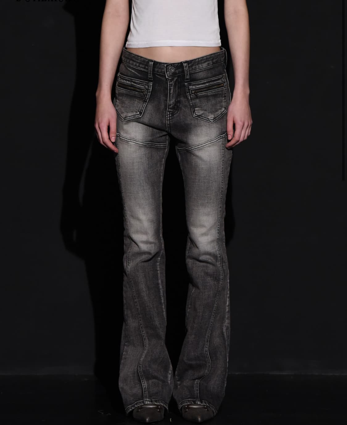 (새거) 보헤미안서울 프론트 포켓 부츠컷 데님 팬츠 그레이 상품이미지1