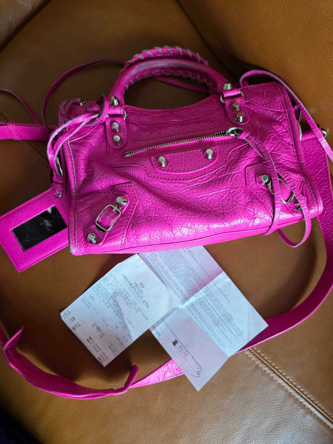 정품 발렌시아가 모터백 르시티백 시티백 미니 푸시아핑크 상품이미지6