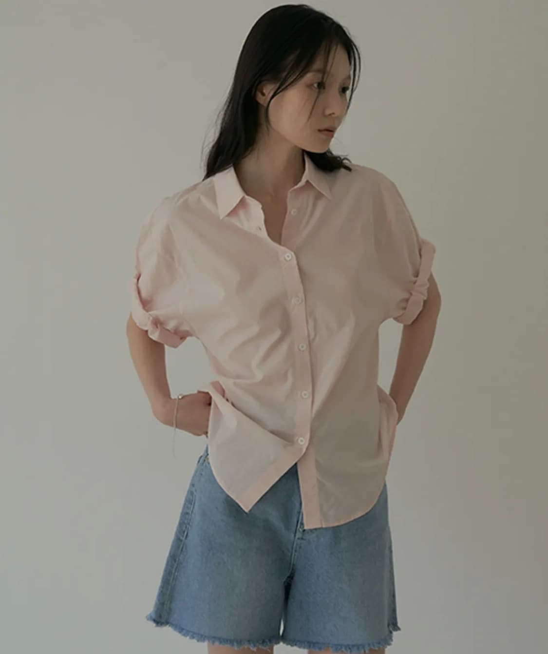 링서울 롤업 블라우스 roll-up blouse 라이트핑크 상품이미지1