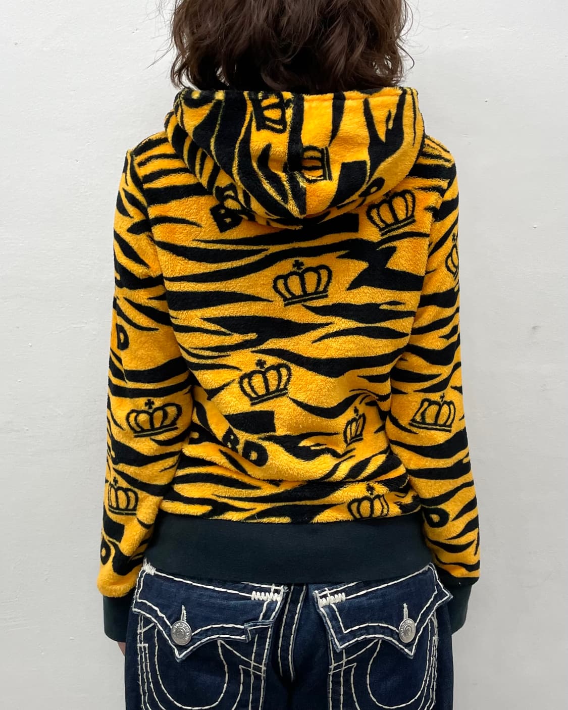 Baby Doll Yellow Zebra Fur Hooded Zip-Up 상품이미지3