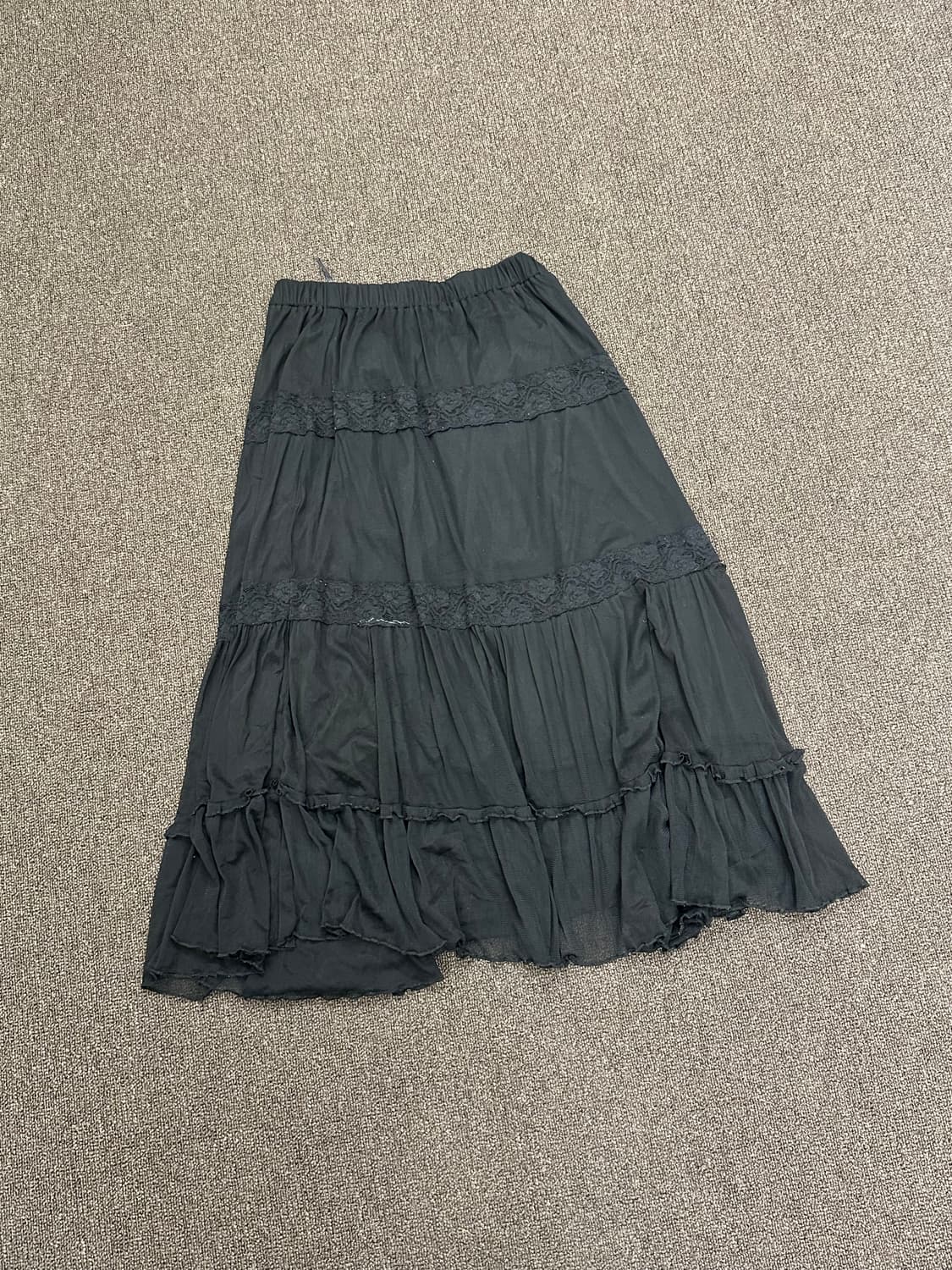 8~76)Japanese vintage 블랙 레이스 시스루 롱스커트(수선 상품이미지7