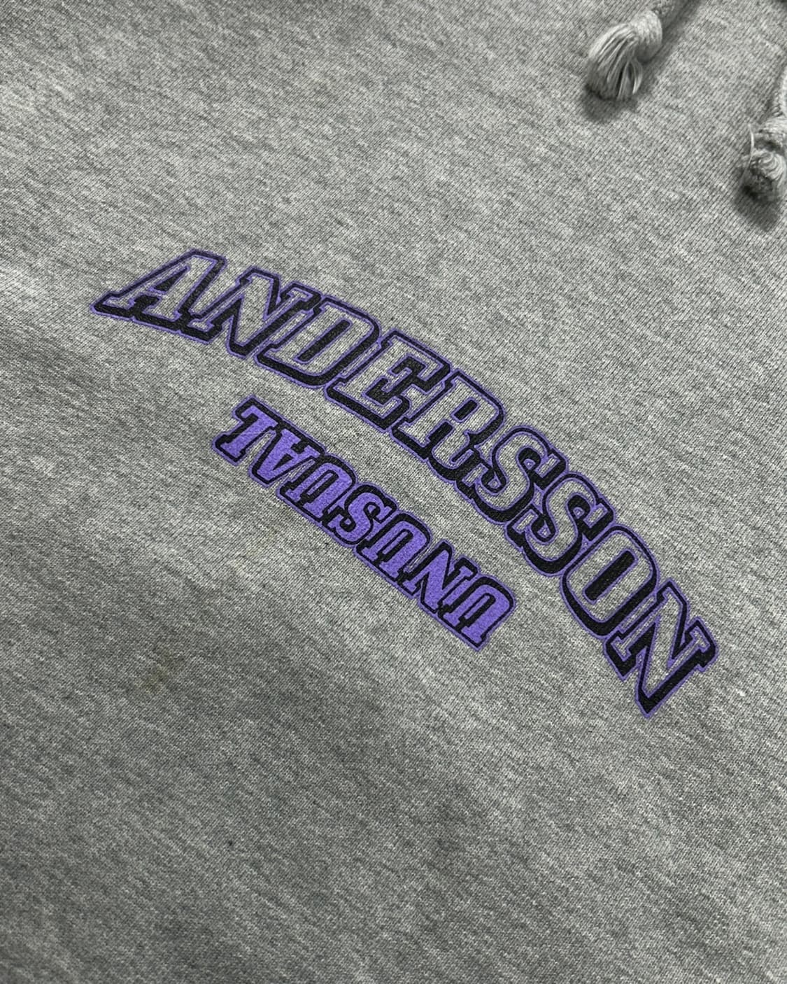 엔더슨벨 퍼플 레터로고 그레이 후드티 상품이미지6