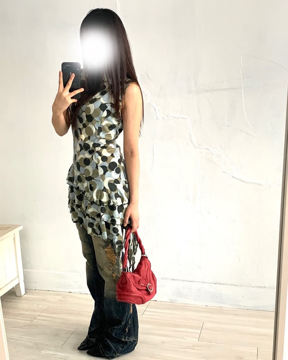 Abstract dot asymmetric ruffle dress 상품이미지4