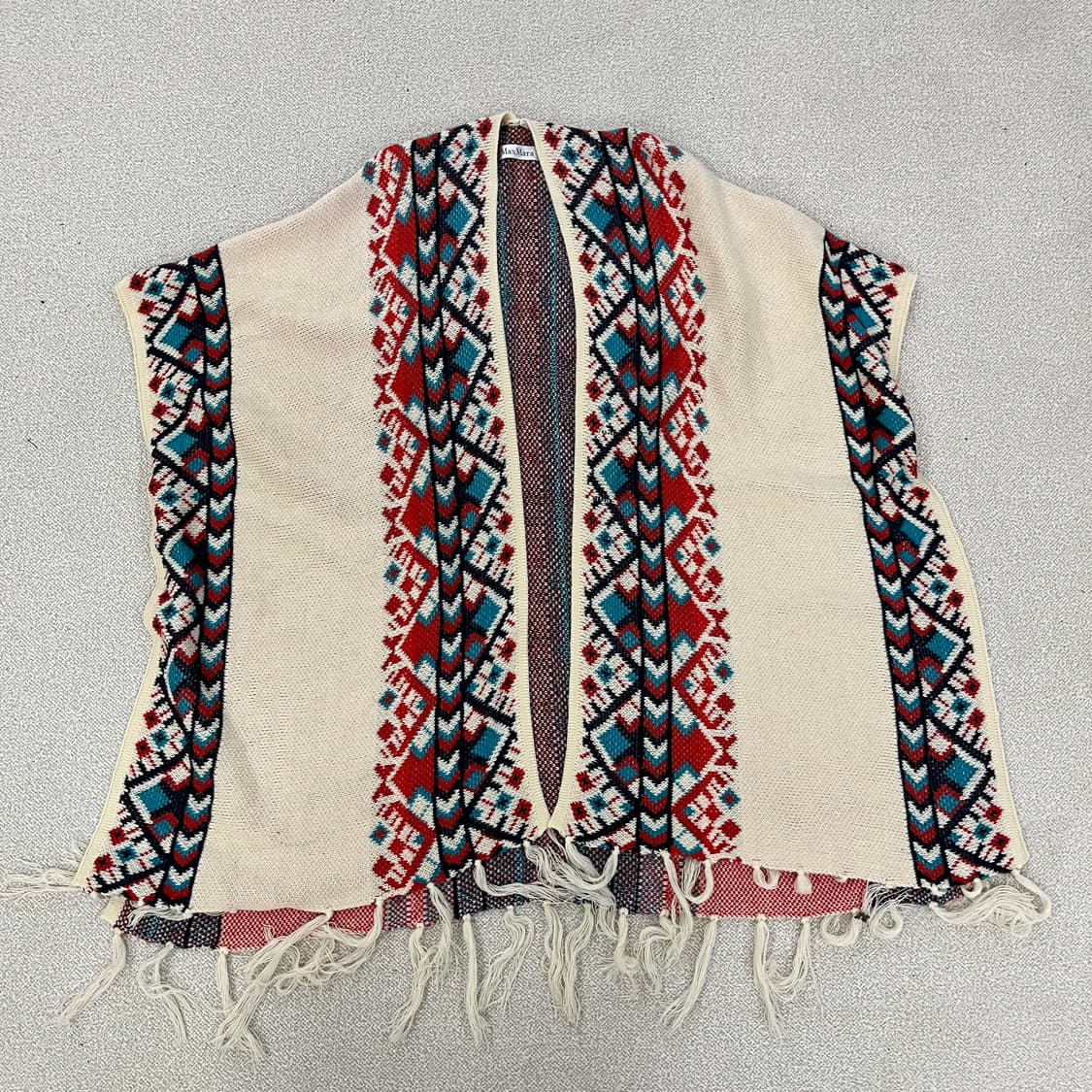 [실측확인] 고급 여성 에스닉패턴 니트 판초 케이프 0116M1 상품이미지1