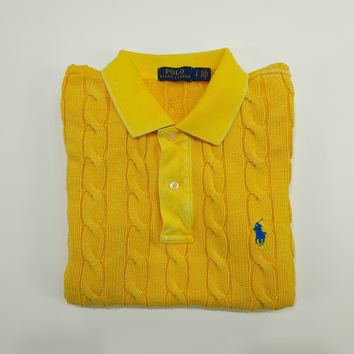 CN741W S 폴로 랄프로렌 QR 워시드옐로우 케이블 반팔 니트 스웨터 상품이미지9