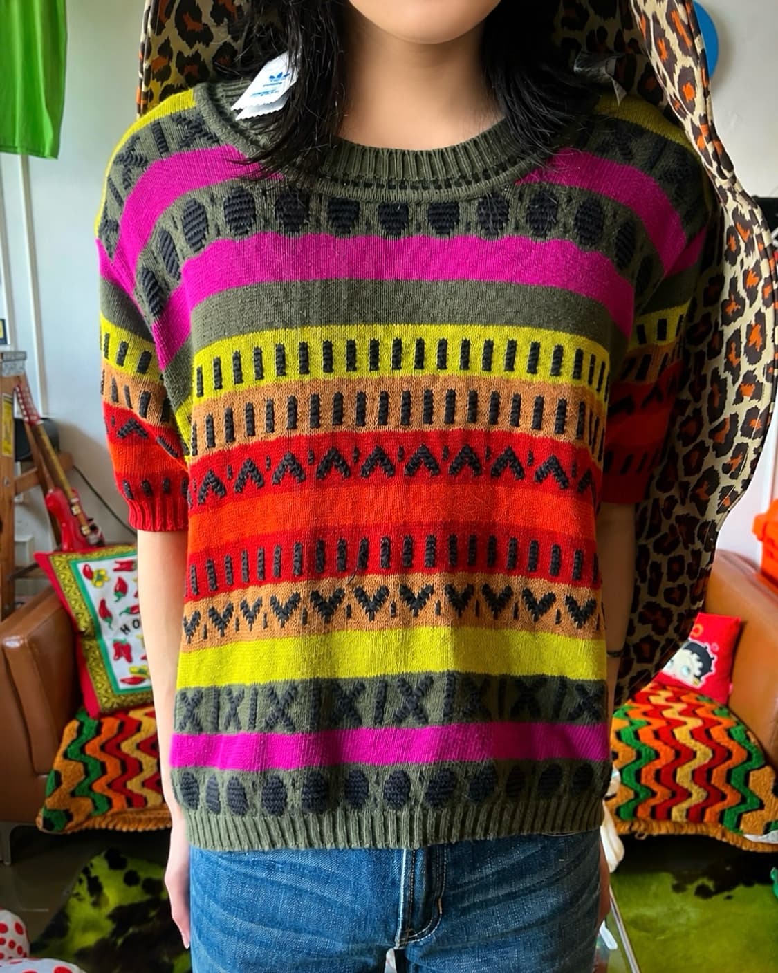 80-90s Benetton 1/2 Cable Summer Knit 상품이미지2