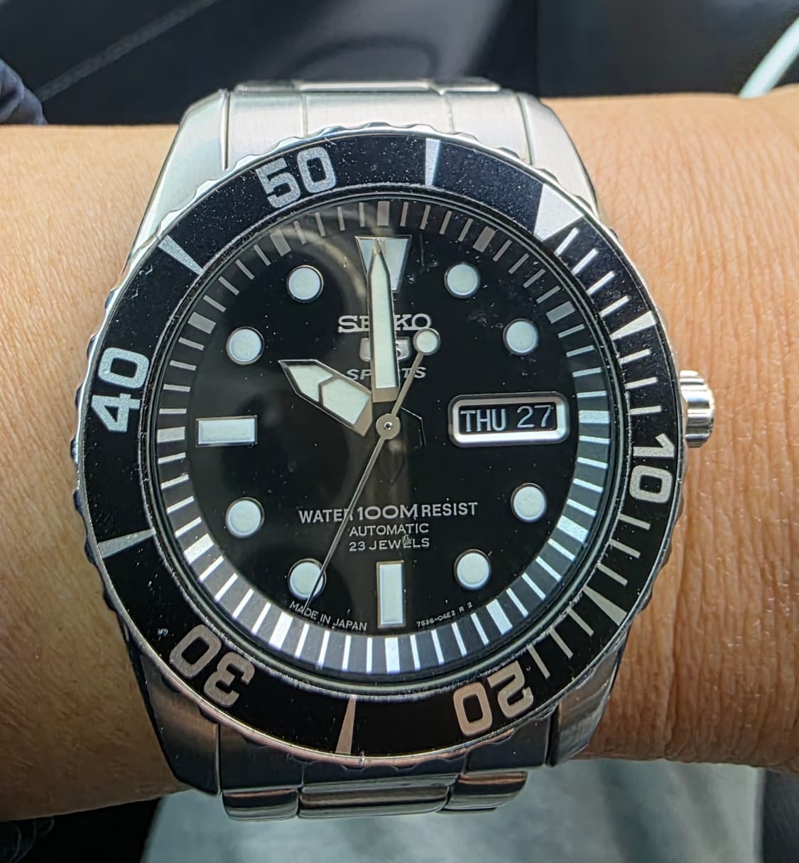 세이코 (SEIKO) 베이비스모 다이버 블랙 오토메틱 스켈레톤 백 시계 상품이미지1