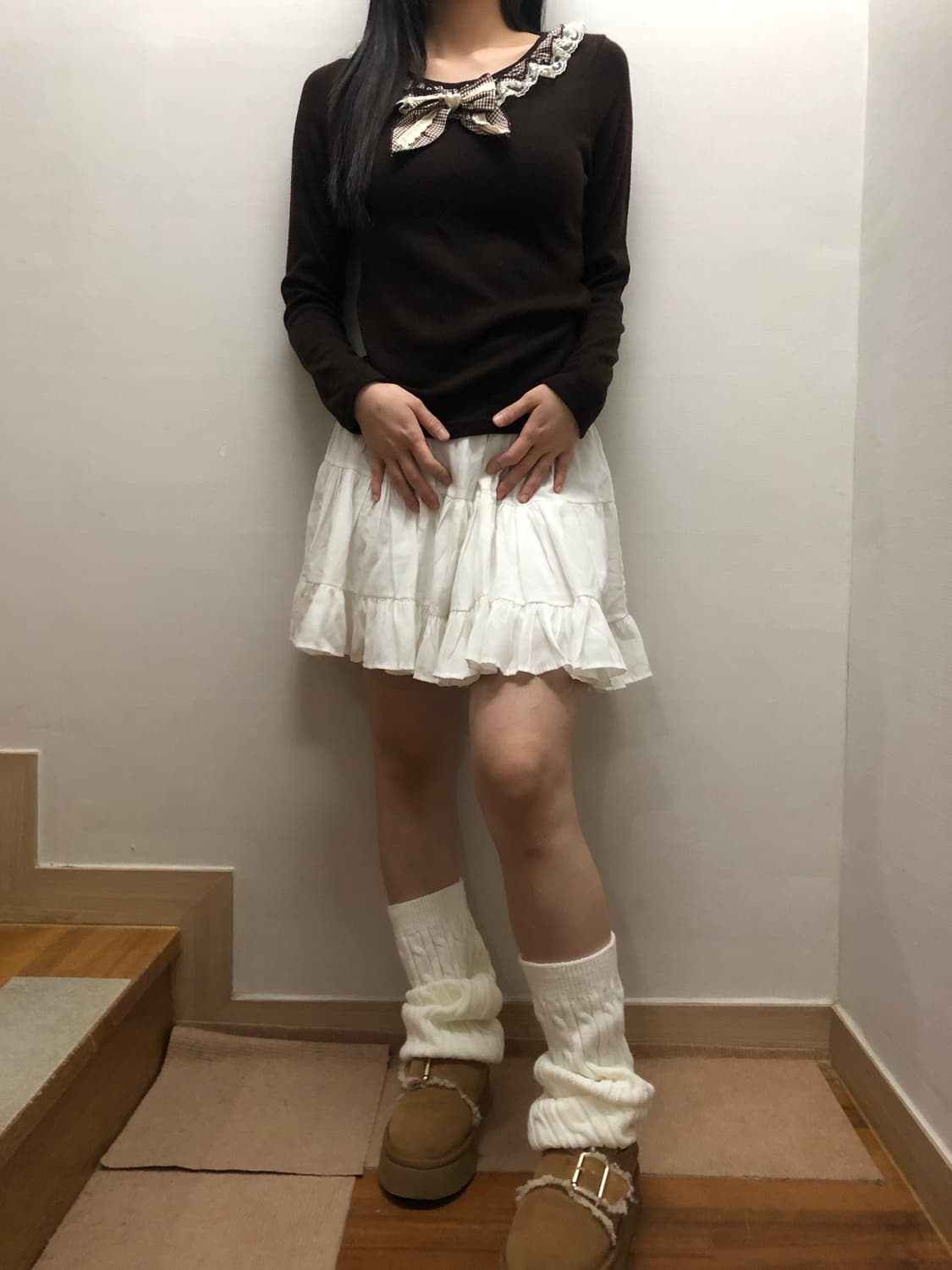 빈티지 브라운 리본 티셔츠 상품이미지5