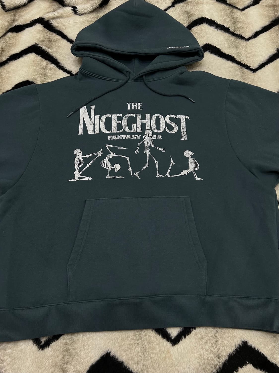 [M]나이키고스트클럽 오버핏 스켈레톤 후드/그린/기모 상품이미지3