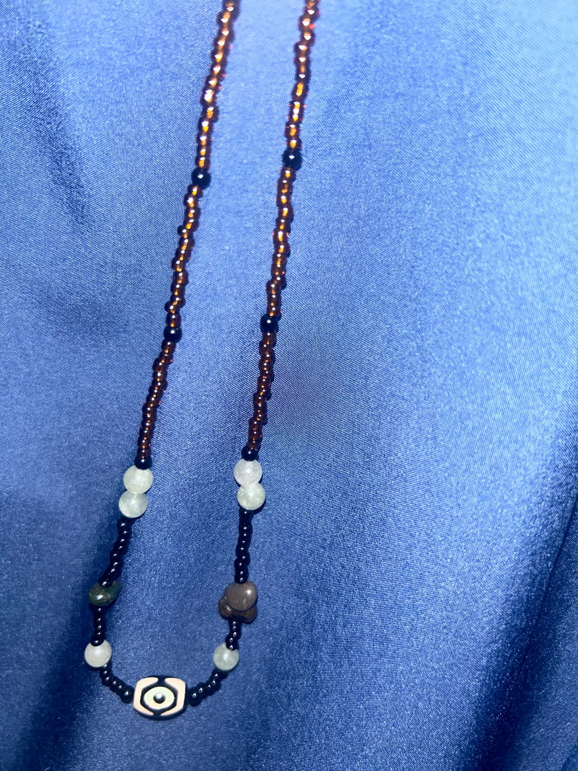 빈티지 비즈 원석 포인트 브라운 목걸이 / b necklace 상품이미지1