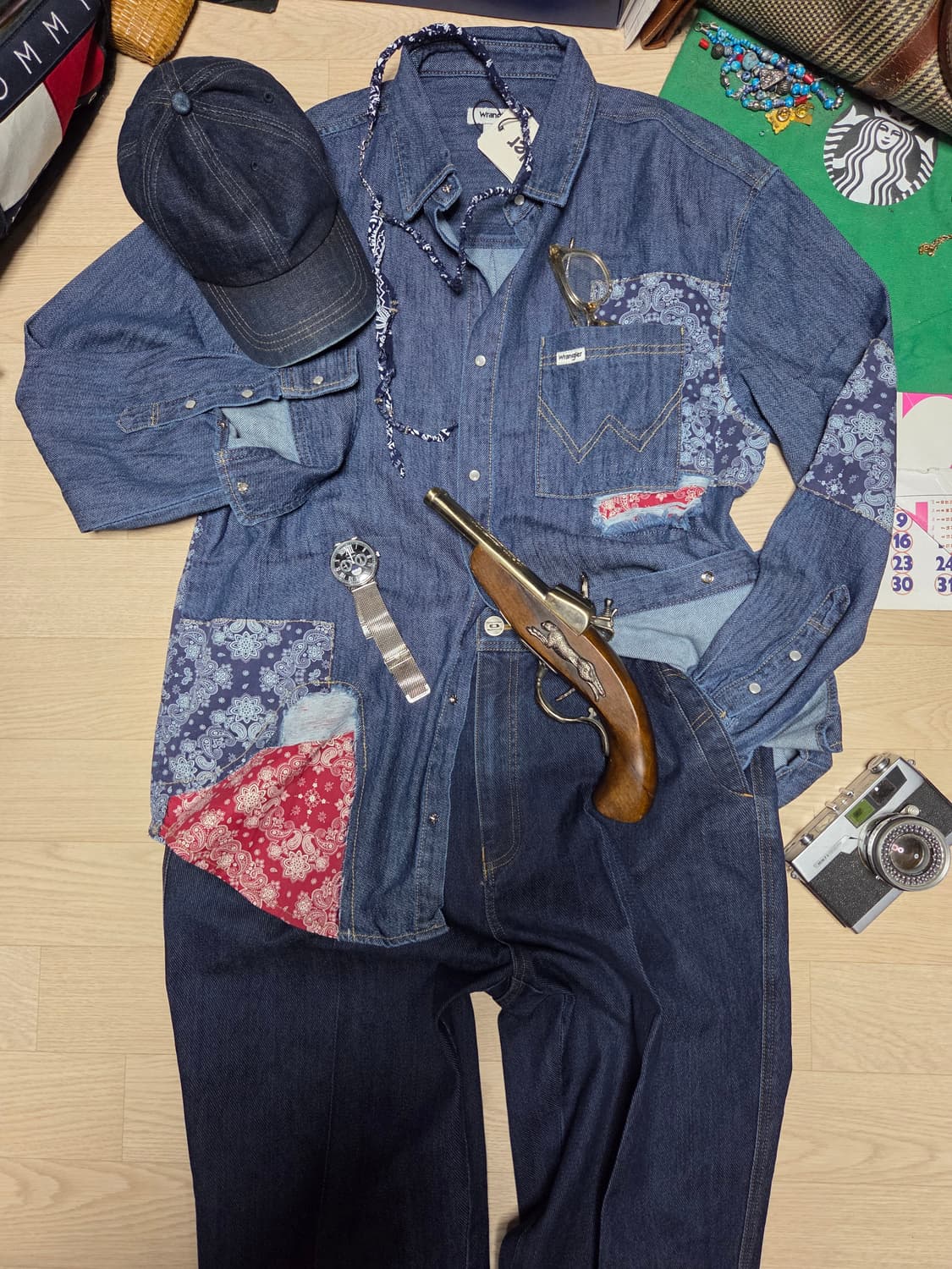 (새상품)WRANGER 데님셔츠 청남방 셔츠 웨스턴 포켓 상품이미지2