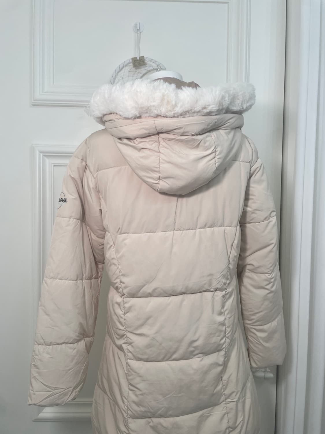 JENNY LOVE pink beige fur hoodie line ju 상품이미지4