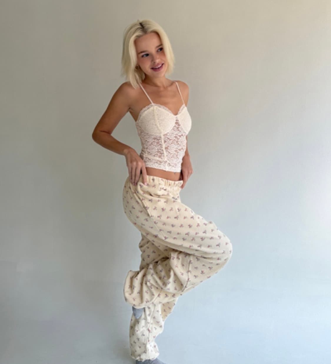 더미스테리어스호텔 플라워 와플 팬츠 상품이미지2