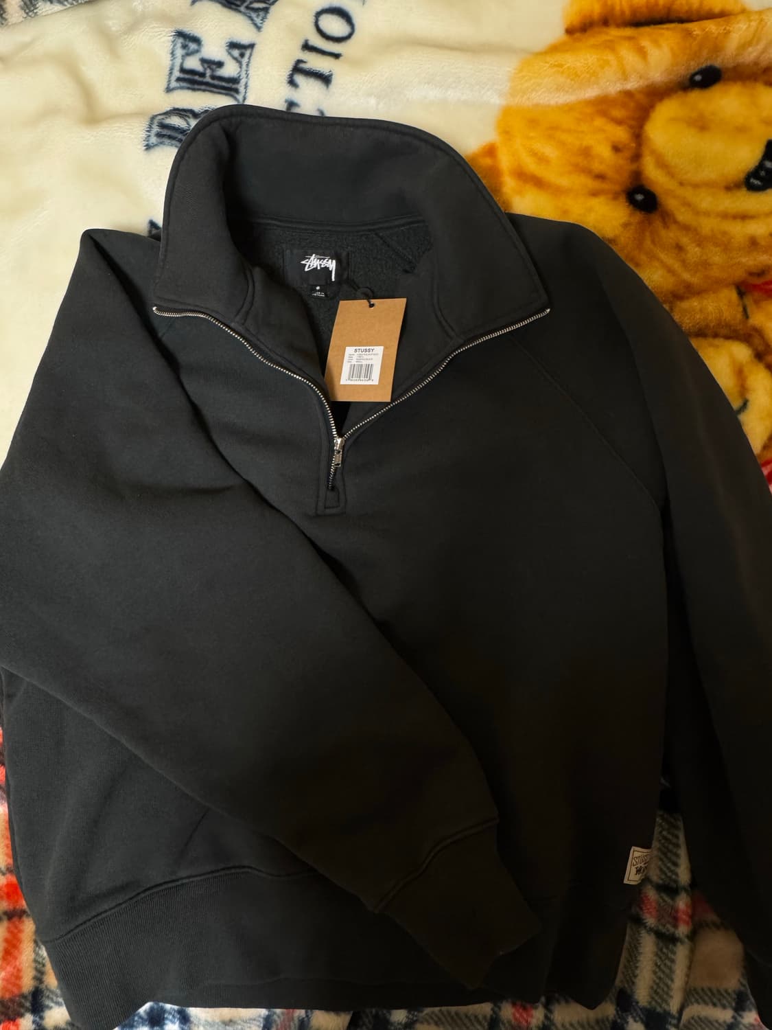 스투시 기모 하프 집업 S 새상품 상품이미지3