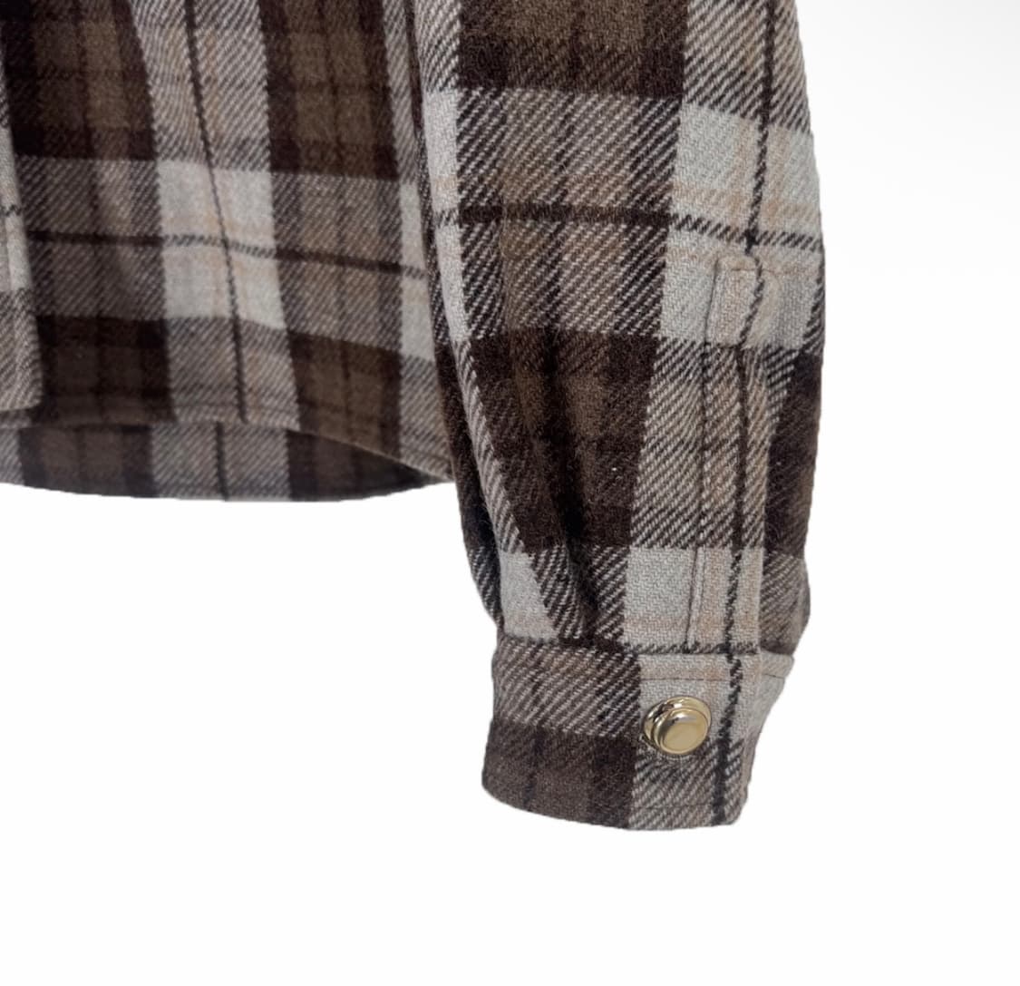 [40] 미우미우 여성 로고 체크 크롭 블루종 자켓 코코아 브라운 상품이미지8