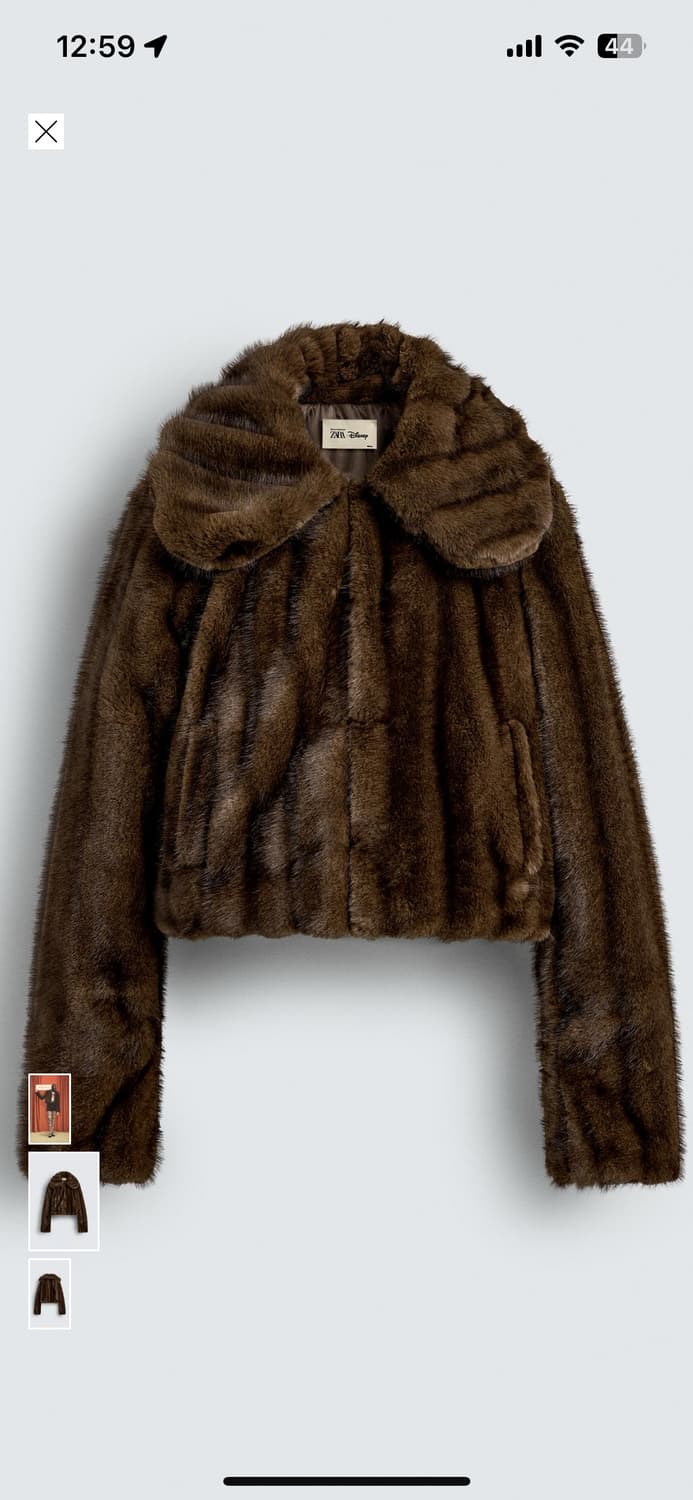 신상 자라 디즈니 콜라보 페이크 퍼 크롭 자켓 상품이미지1