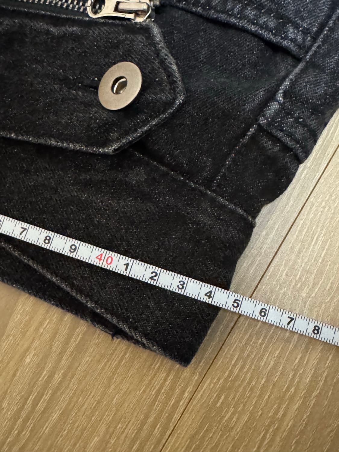 [L] IFeellucky 부츠컷 스커트 데님팬츠 블랙 상품이미지6