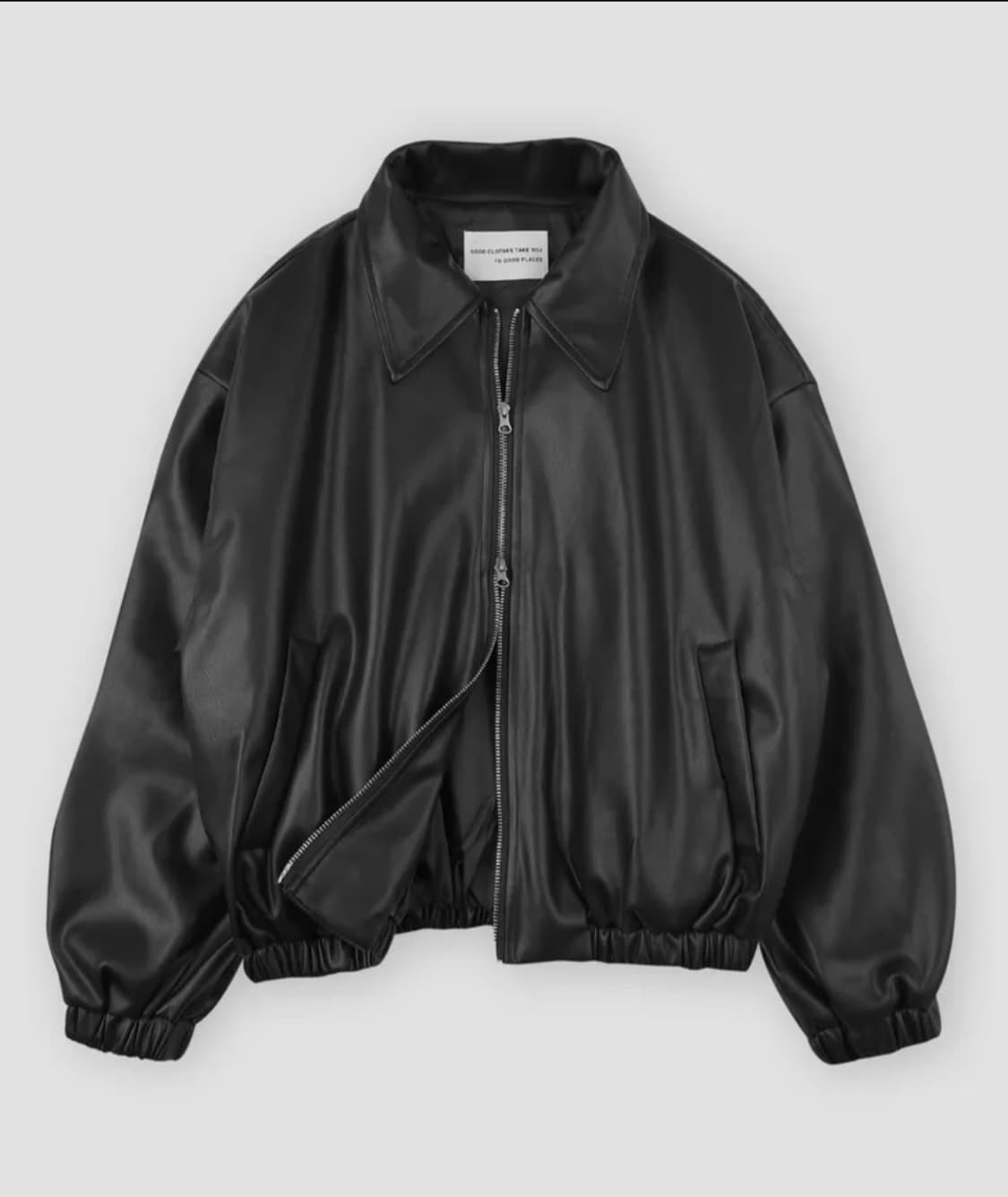 비건 레더 오버핏 블루종 블랙 상품이미지1