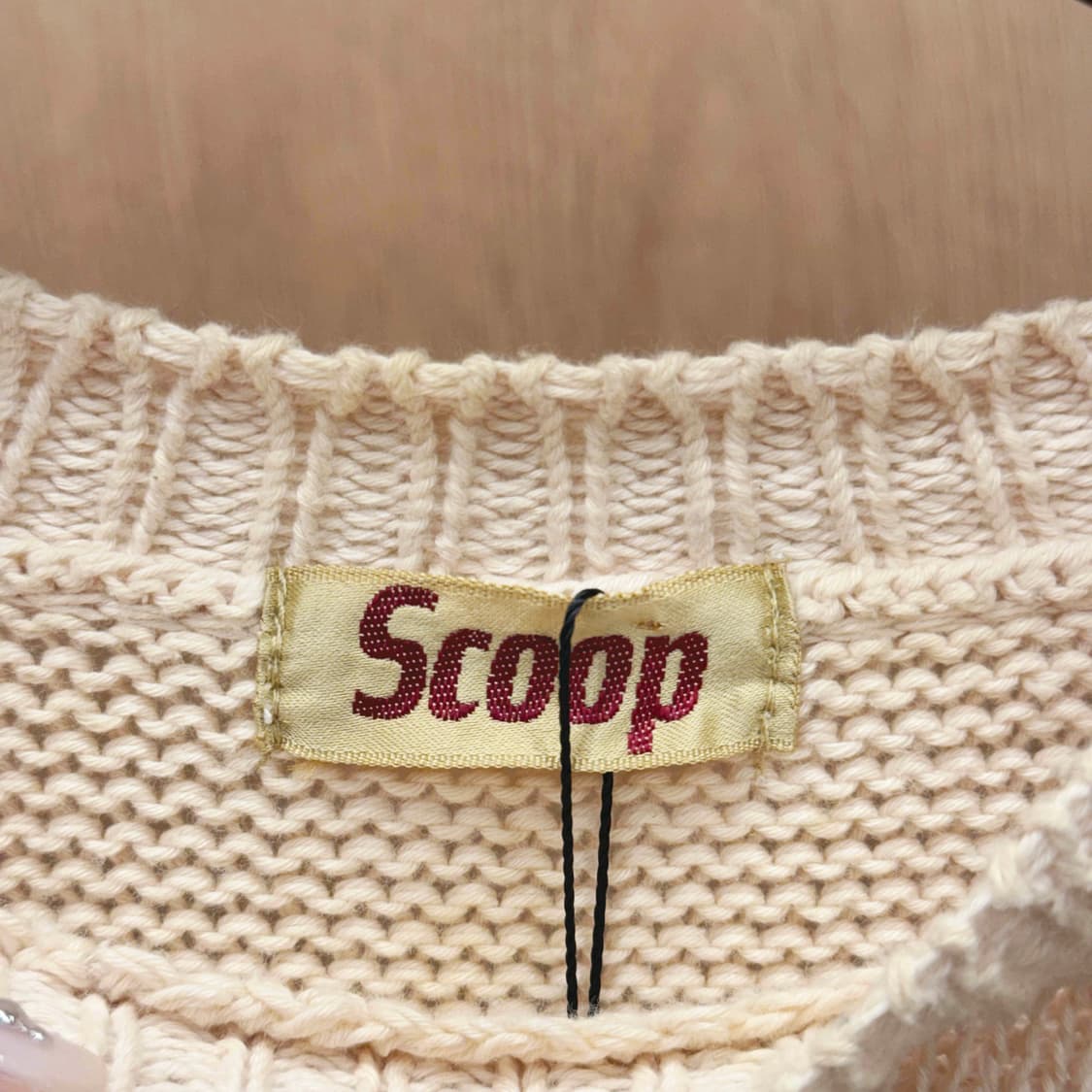 스쿱 뮤직 그래픽 반팔 니트 티셔츠 악기 패턴 디테일 아이보리 상품이미지6