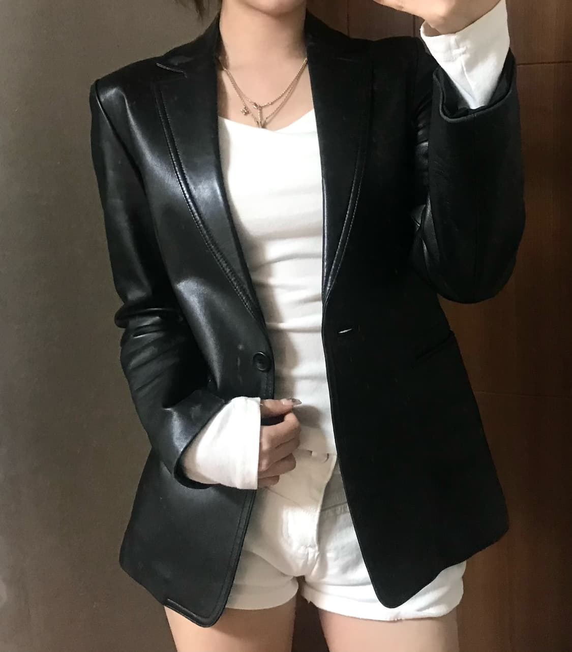 블랙 가죽 자켓 ( 블레이저 )  상품이미지2