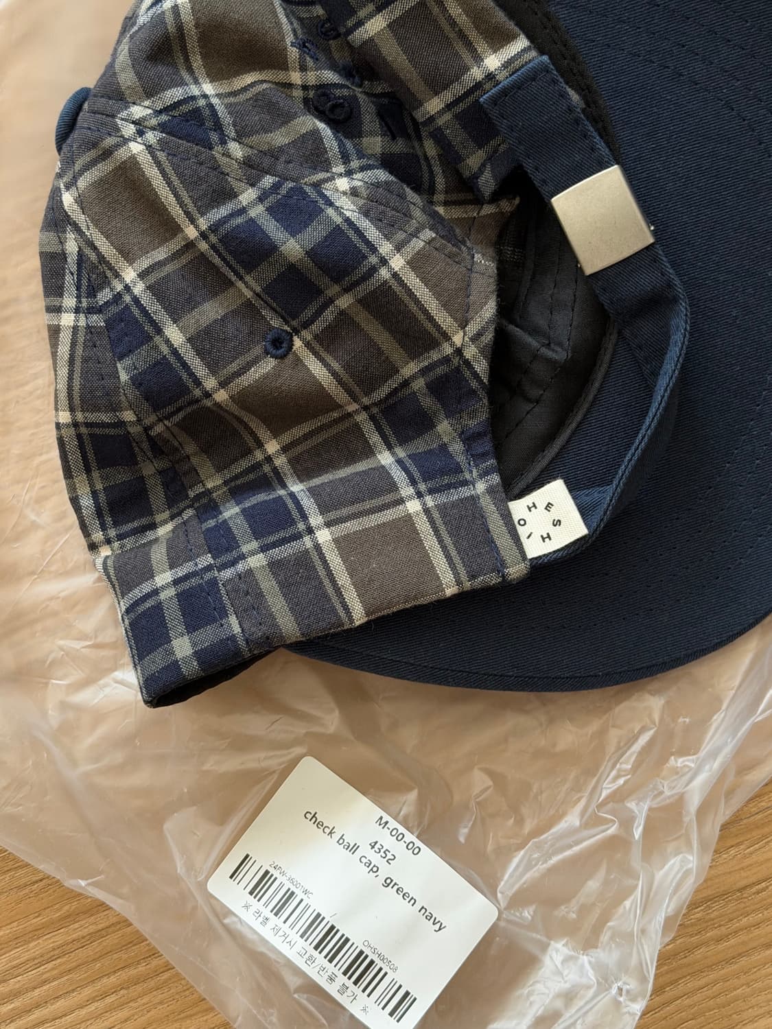 오헤시오 체크 볼캡 그린 네이비 상품이미지3