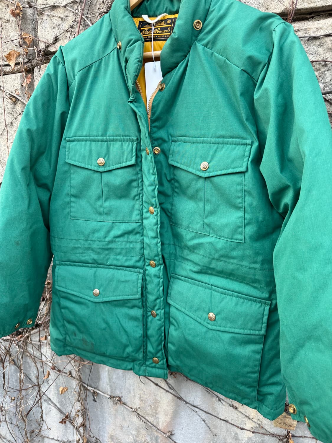 80s 에디바우어 4포켓 구스다운 패딩 자켓 그린 상품이미지3