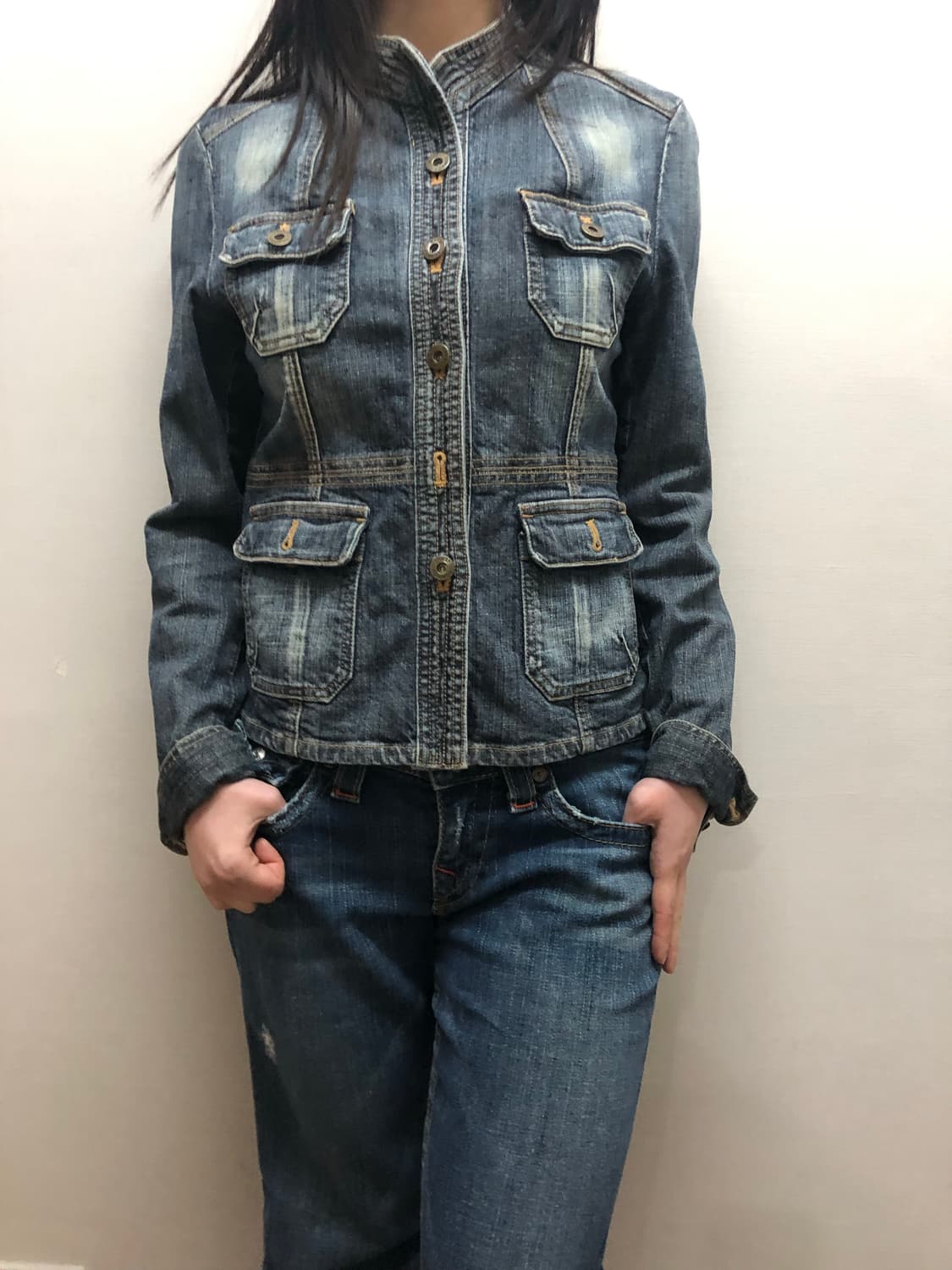 빈티지 톰보이 데님 포켓 워싱 자켓 상품이미지5