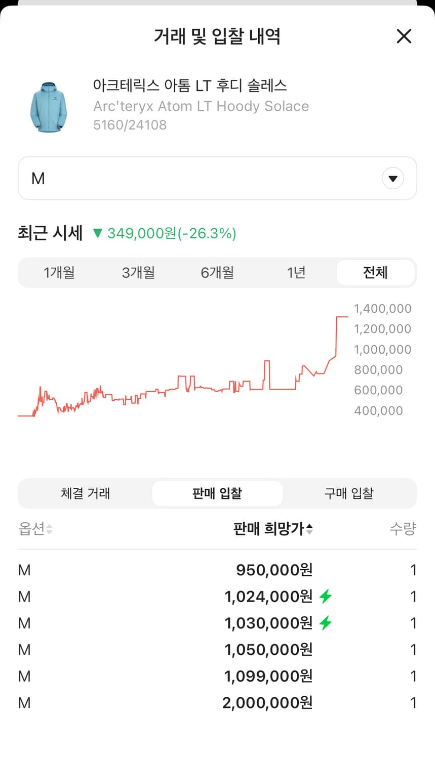 (SS급) 아크테릭스 아톰 LT 후디 솔레스 상품이미지2