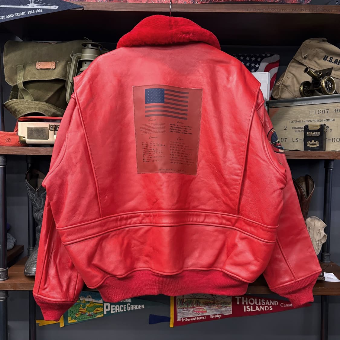 00s TOPGUN TYPE G-1 플라이트 레더 봄버자켓 레드 N527 상품이미지2