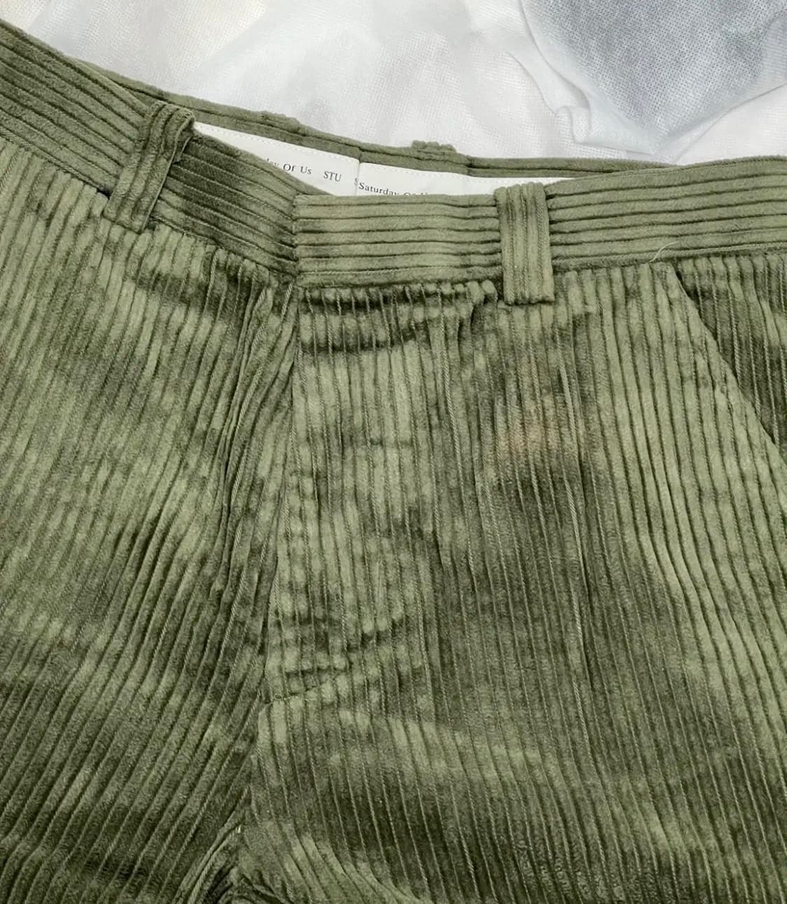 [S] STU 21FW 엠브로이더드 코듀로이 팬츠 카키 상품이미지5