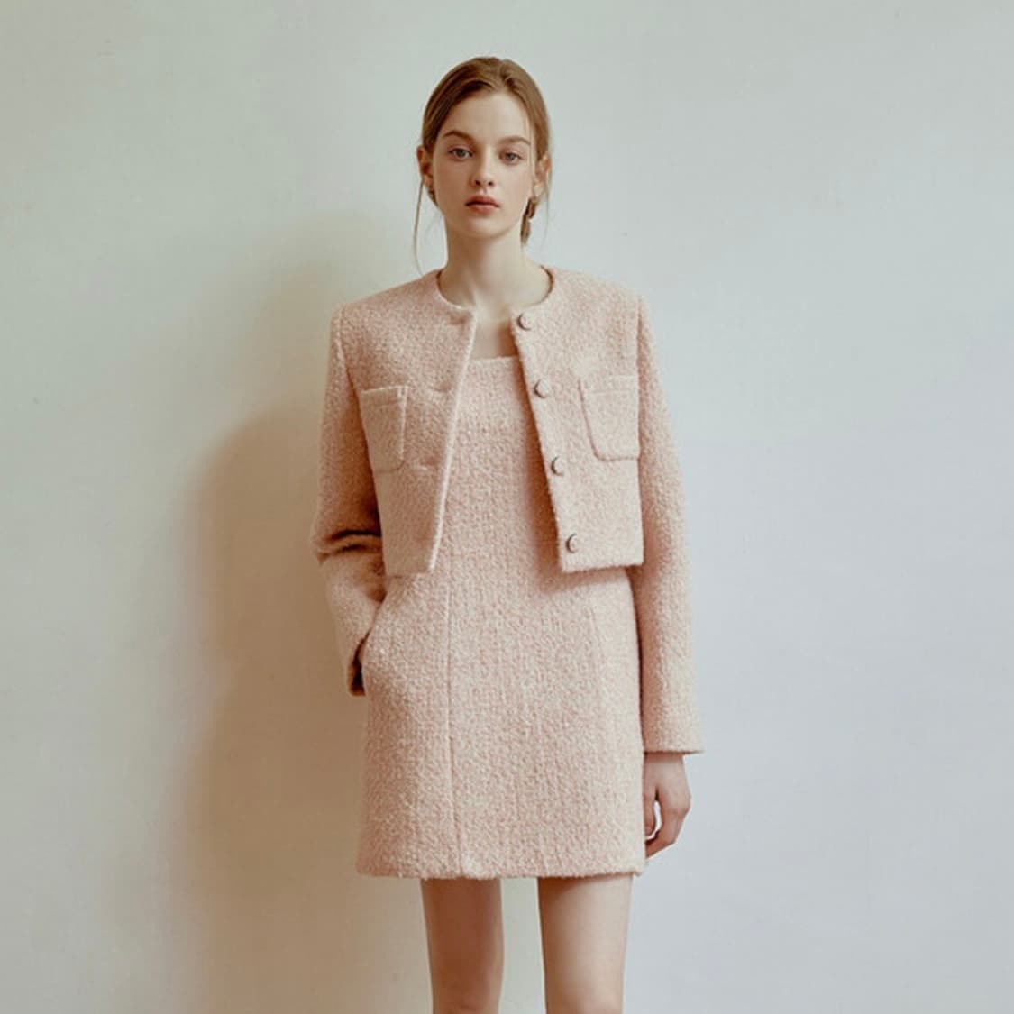 RE_L 리엘 디어 트위드 울 자켓_핑크 상품이미지3