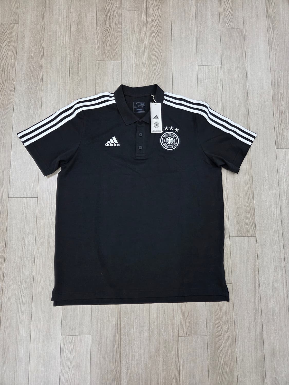 (새상품)아디다스 독일 국대 카라 반팔 티셔츠 블랙 해외 L(국내 XL) 상품이미지3