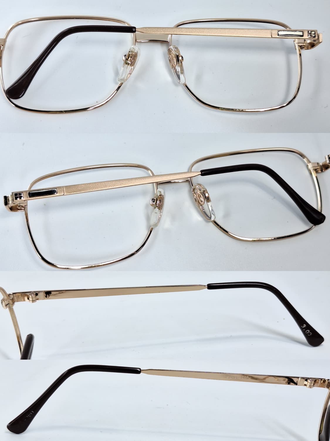90s 일본 빈티지/골드 오너먼트 힌지 장식 남성용 안경테 56mm 상품이미지3