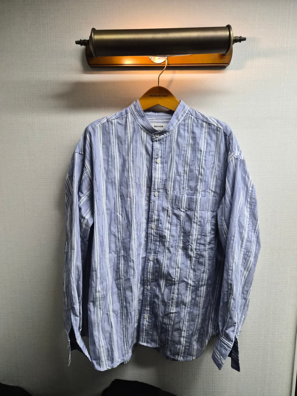 3) Beaker 비어커 헨리넥 스트라이프 셔츠 팝니다 상품이미지1