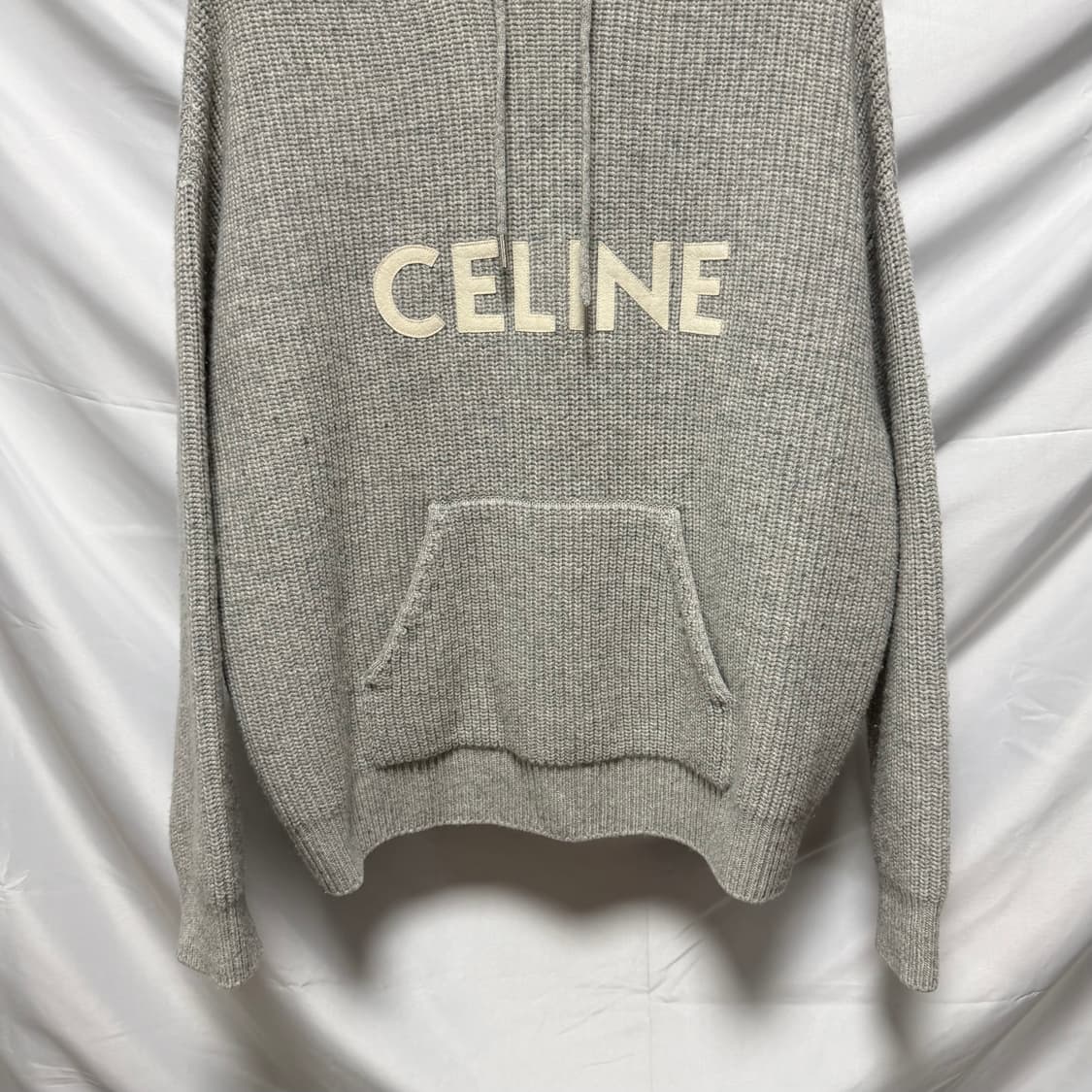 [S+급/S] 셀린느 리브드 울 니트 후드티 그레이 상품이미지3