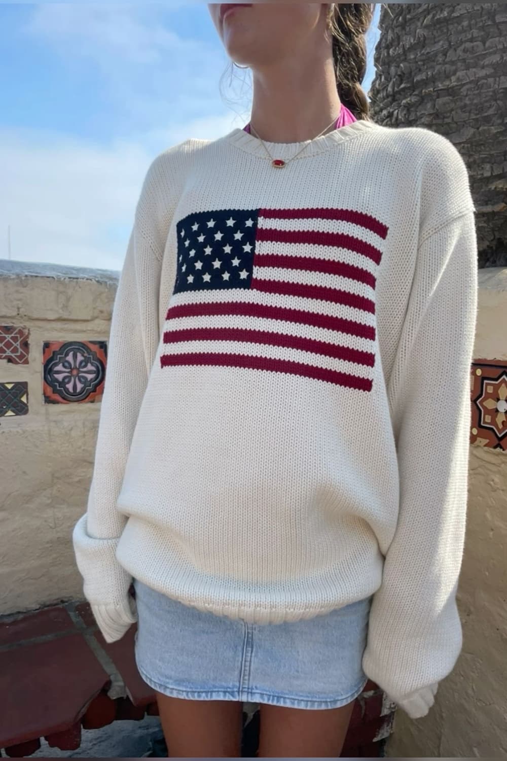 브랜디멜빌 성조기 니트 아이보리 상품이미지1