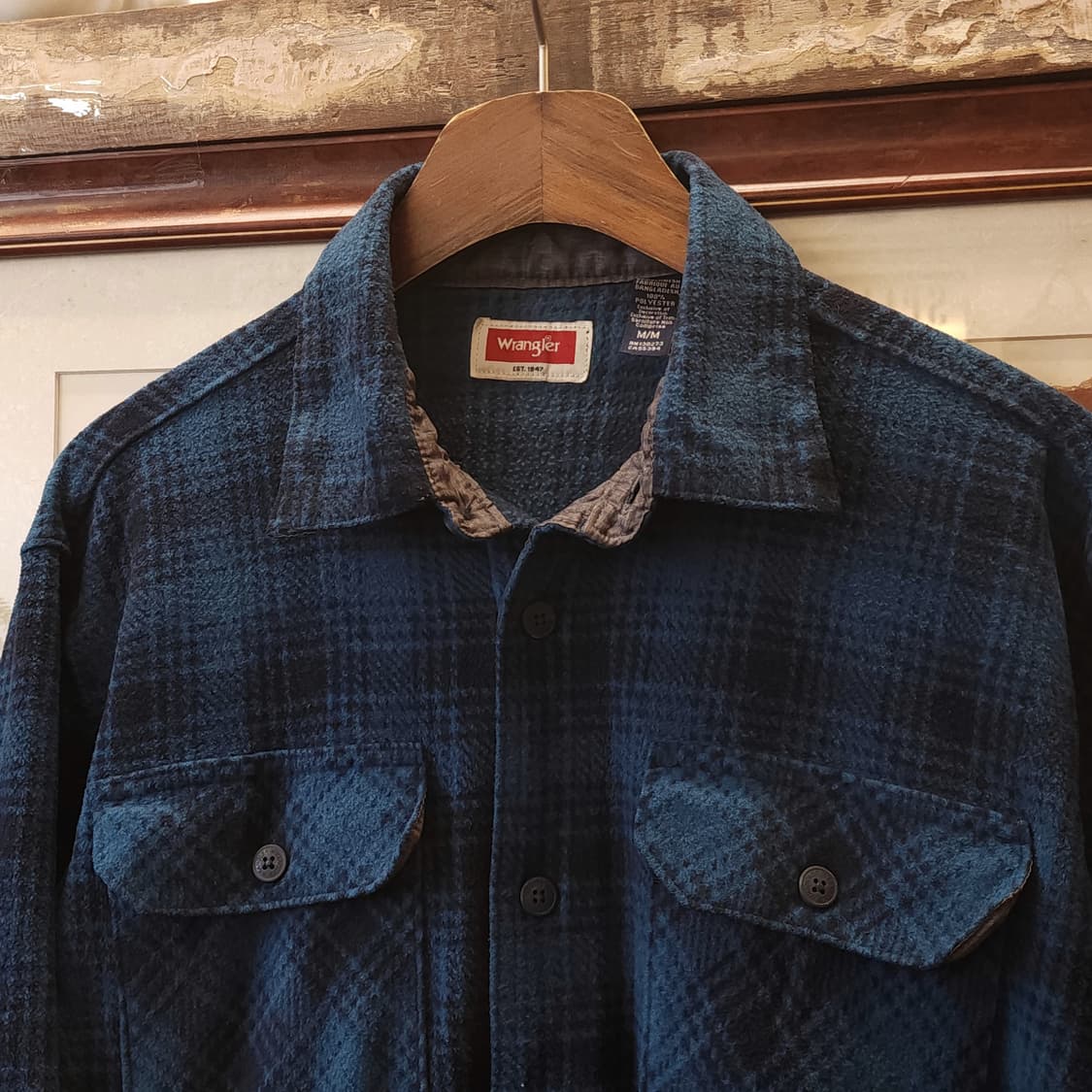 90s 랭글러 플리스 워크셔츠 플란넬 셔츠 청록색 xl 상품이미지5