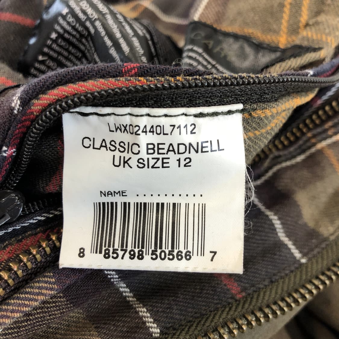 바버 클래식 비드넬 왁스코튼자켓 UK12  상품이미지9