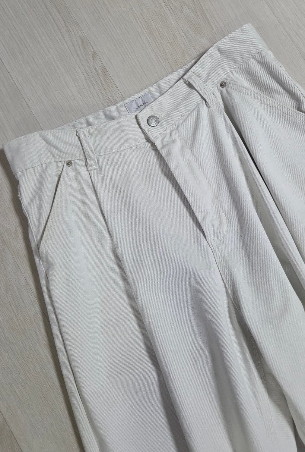 (착샷) 유스 youth 원턱 와이드 데님 크림진 상품이미지3