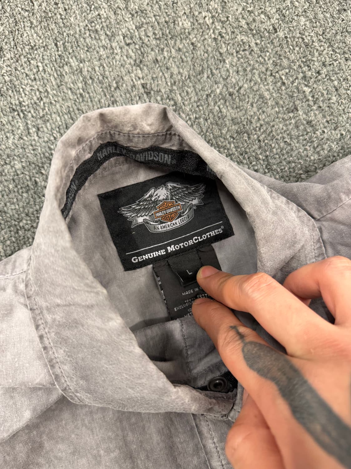 L)할리데이비슨 빈티지 웨스턴포인트 스컬 프린팅 포캣 반팔 셔츠 상품이미지4