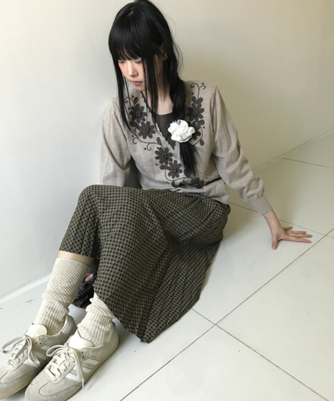 Antique pattern pleats skirt 상품이미지1