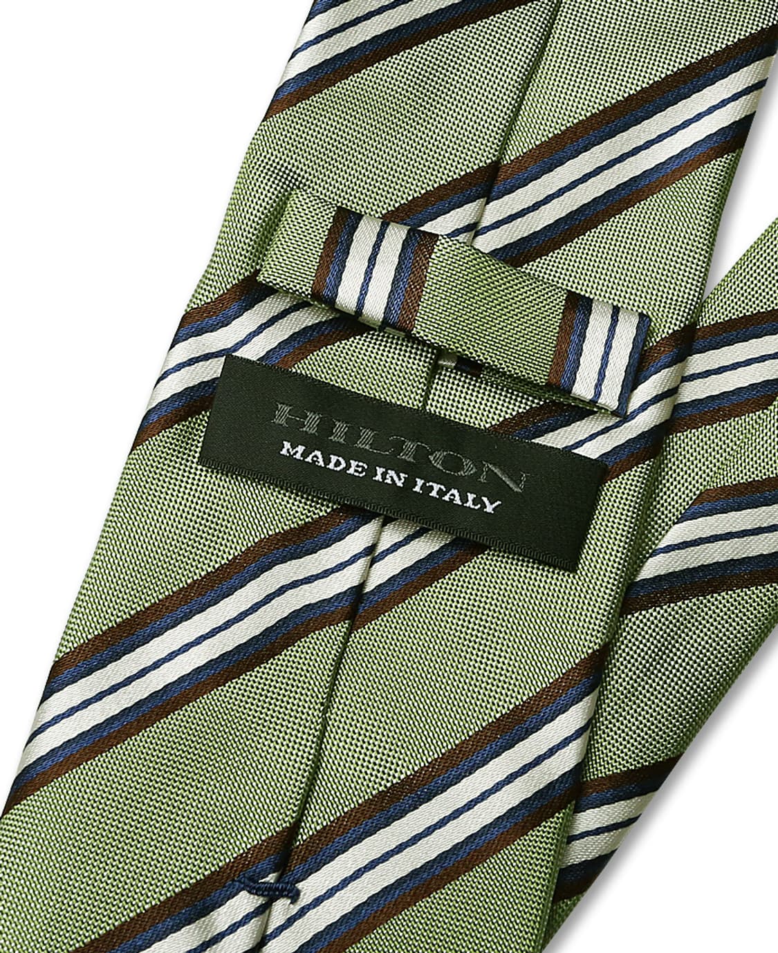 힐튼 [Hilton] 라이트 그린 실크 "메이드 이태리" 레지멘탈 타이 상품이미지4