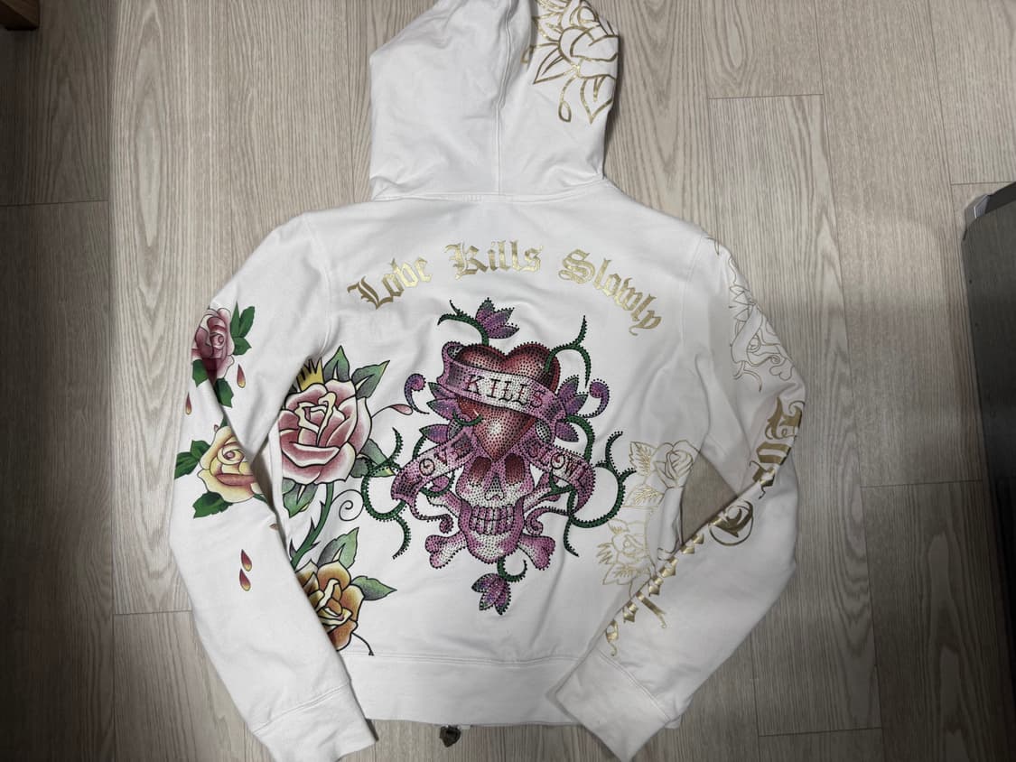 에드하디 화이트 큐빅 후드집업 상품이미지1