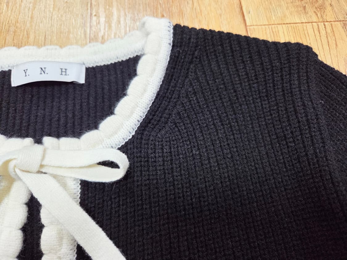 유어네임히얼(Your name here) 배색 리본이 가디건 새상품  상품이미지7