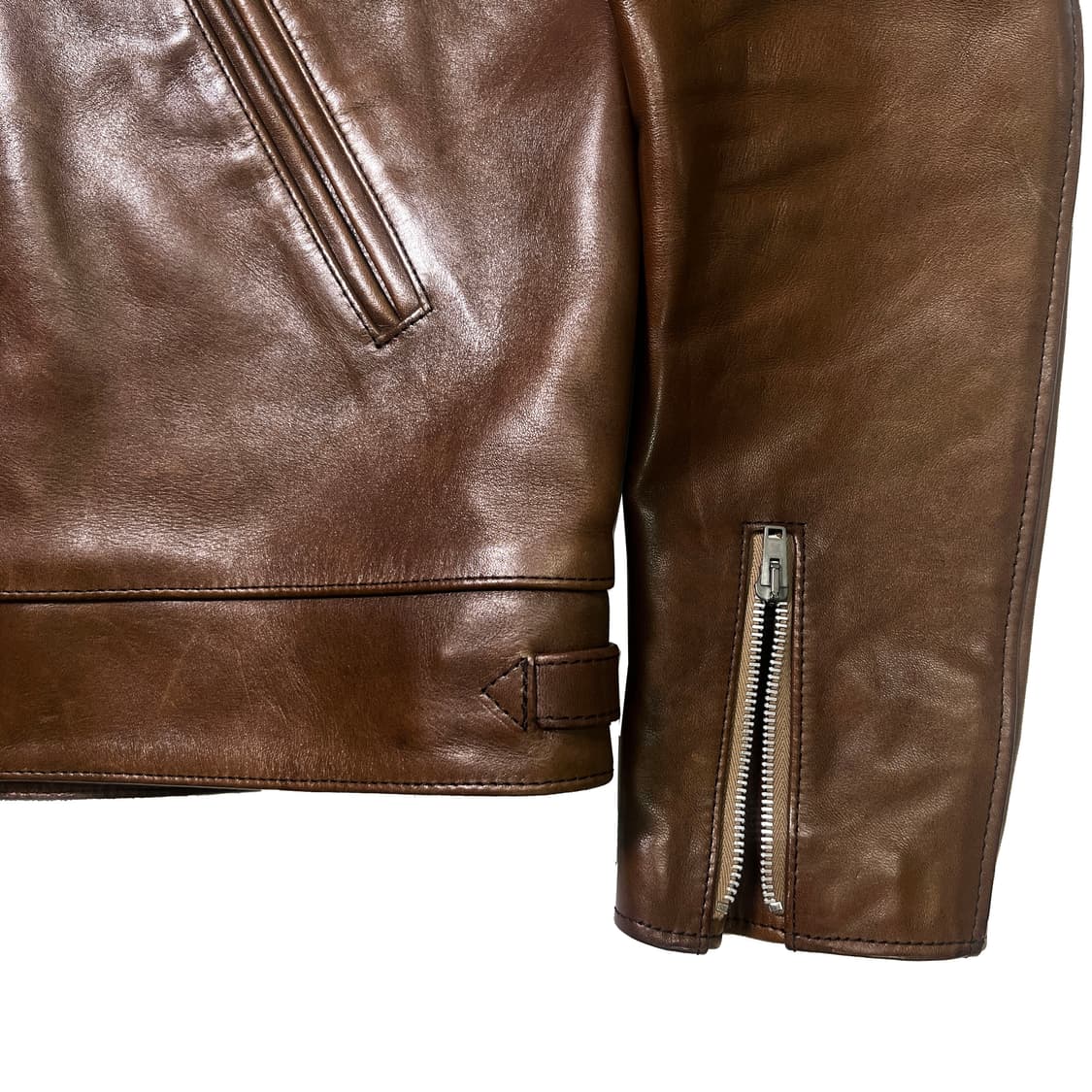 어딕트클로즈 ad-01 싱글 레더 자켓 호스하이드 브라운 (40) 상품이미지5