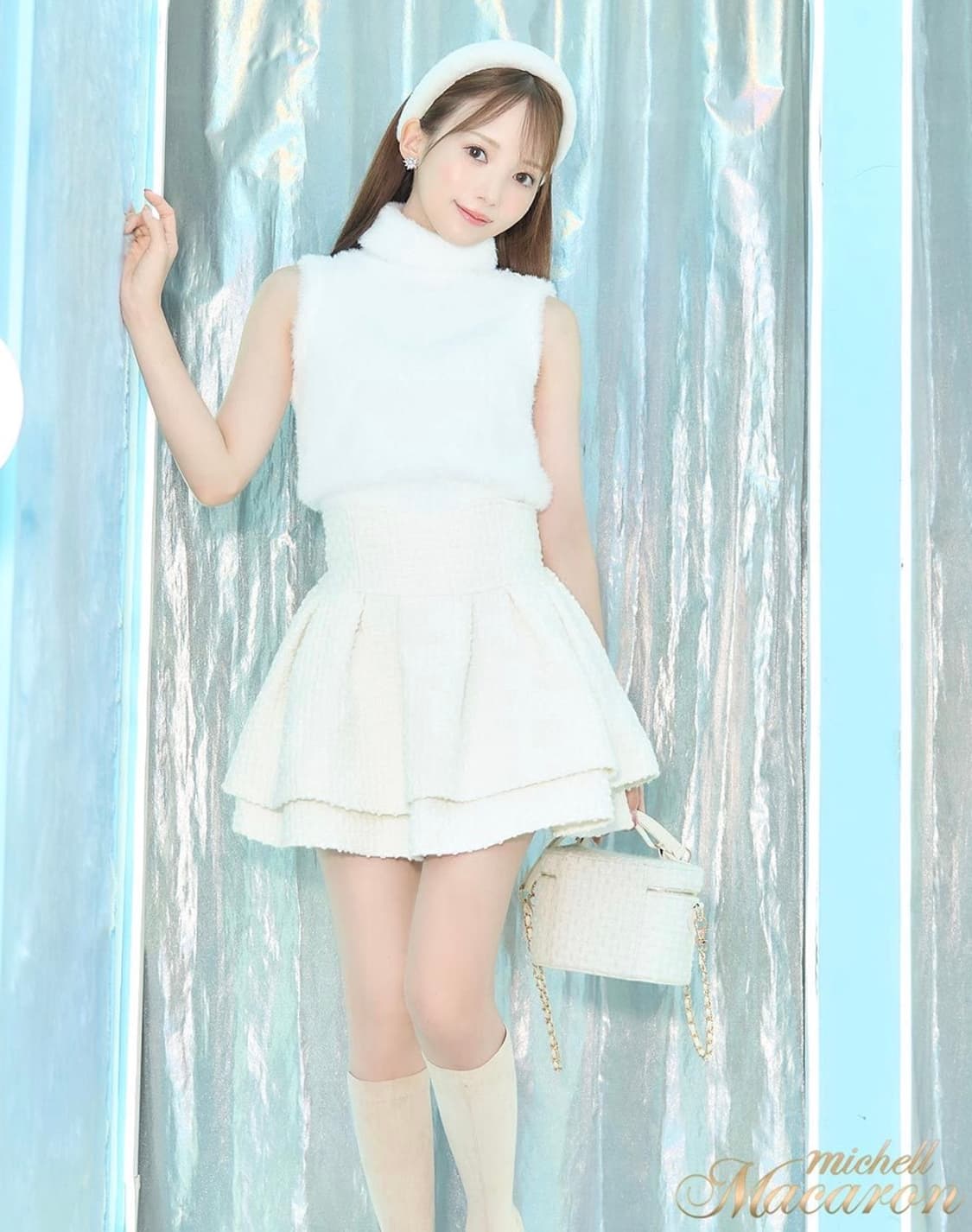 미셸마카롱 화이트 트위드 스커트 XS 상품이미지1