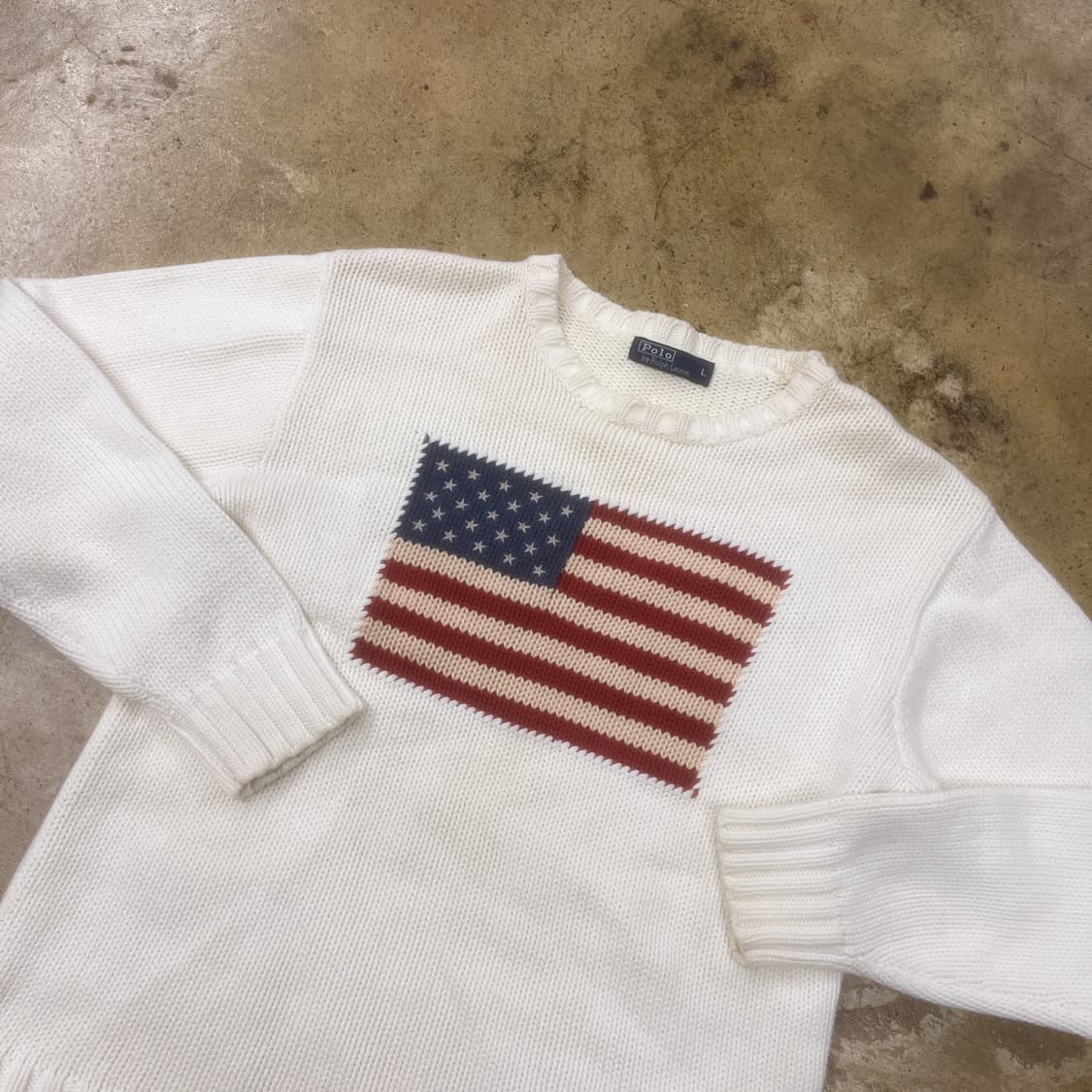 폴로 랄프로렌 성조기 아이보리 크림 니트  상품이미지1