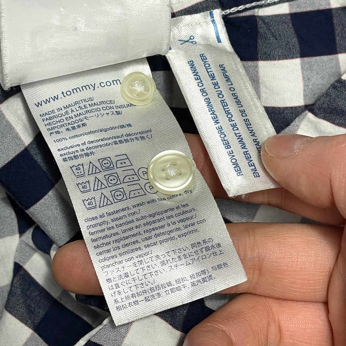 타미힐피거 네이비 체크 셔츠 남방 남성M 상품이미지6