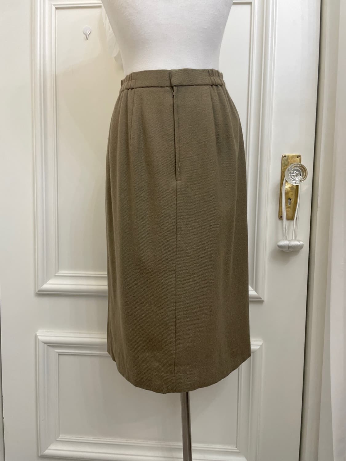 khaki brown twill pleats wool skirt 상품이미지4