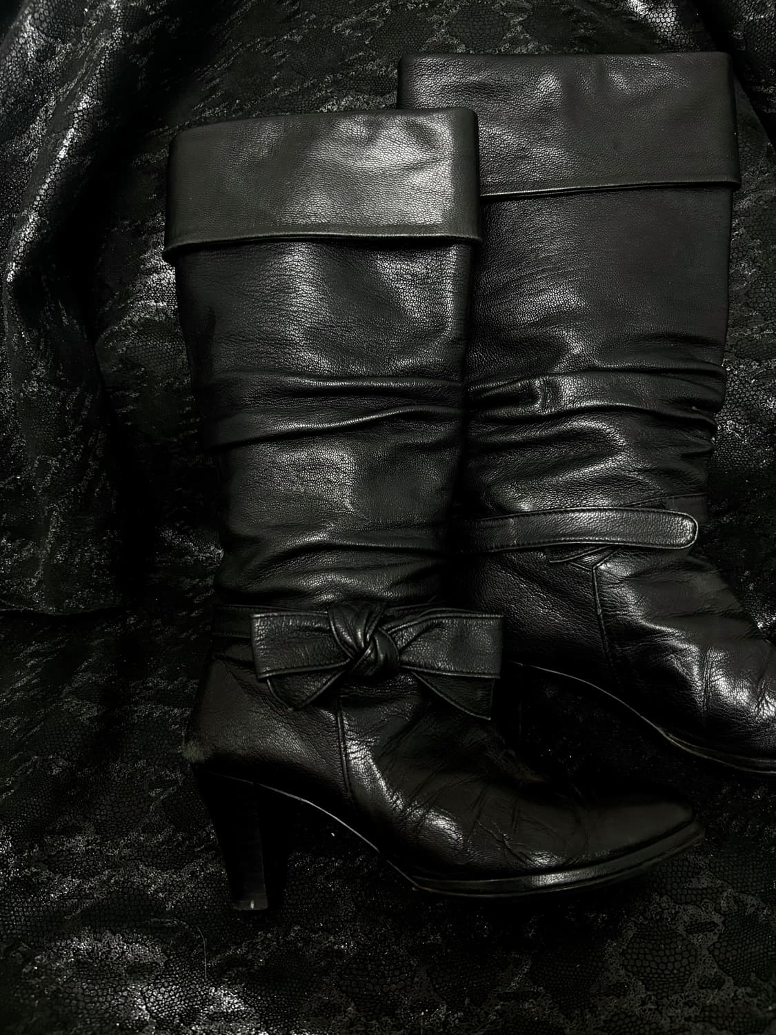 “Vintage”Y2K Design Ribbon Detail Black  상품이미지5